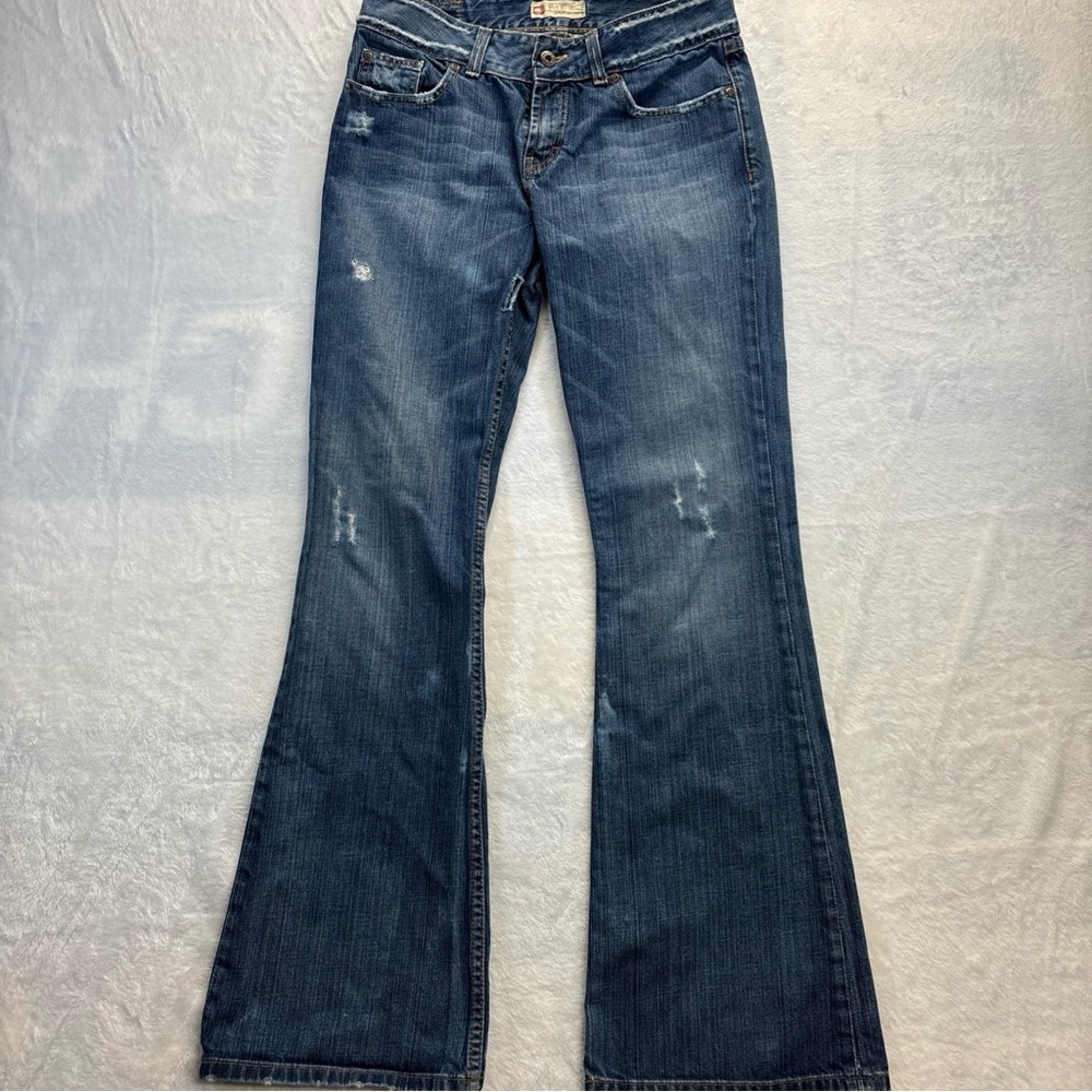 BKE Blue Flare Wide Leg Jeans with Classic Stonewash